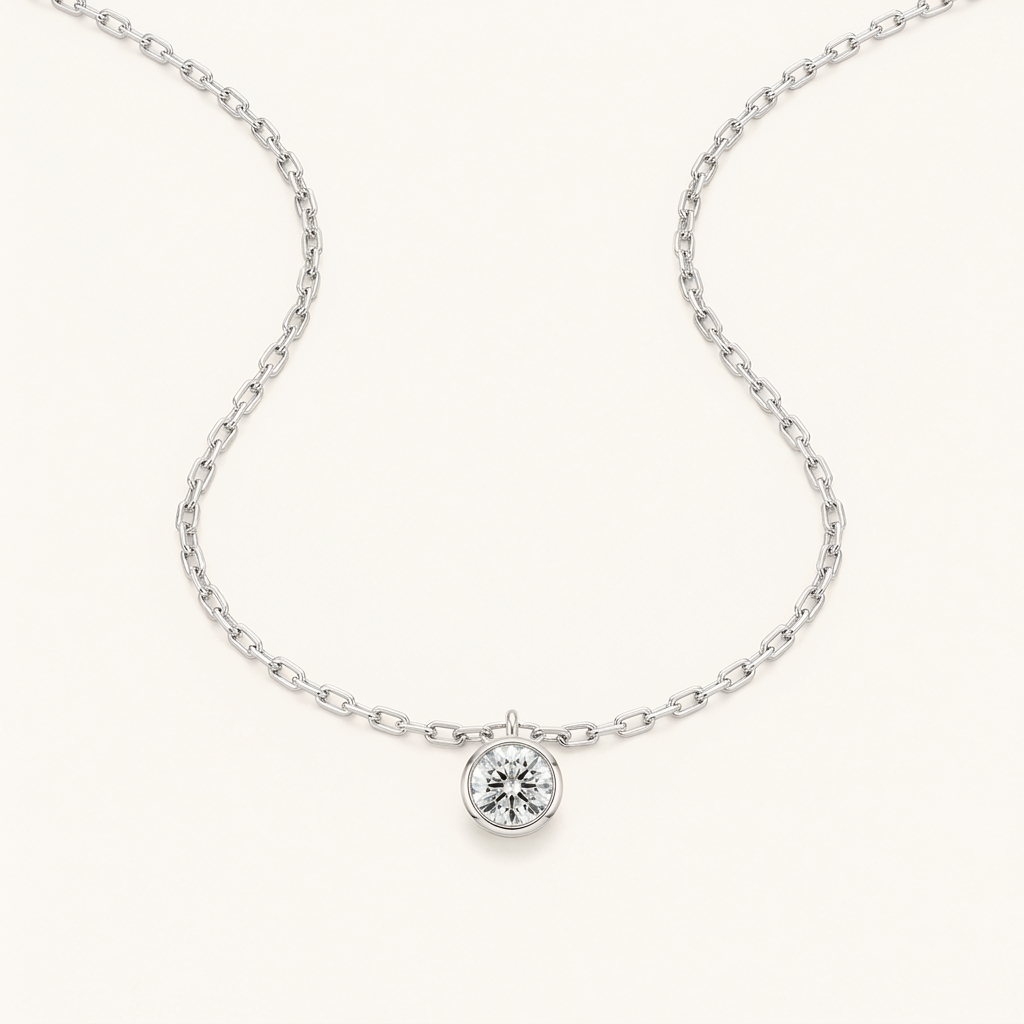 2CT Round Cut Lab Grown Diamond Pendant Necklace