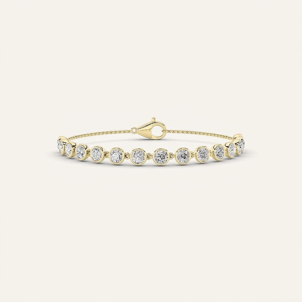 3CT Round Cut Lab Grown Diamond Bezel Set Bracelet