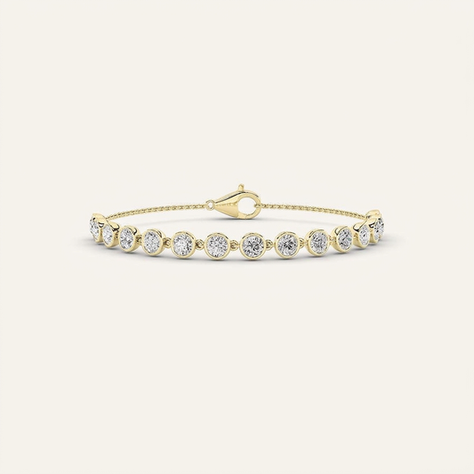 3CT Round Cut Lab Grown Diamond Bezel Set Bracelet