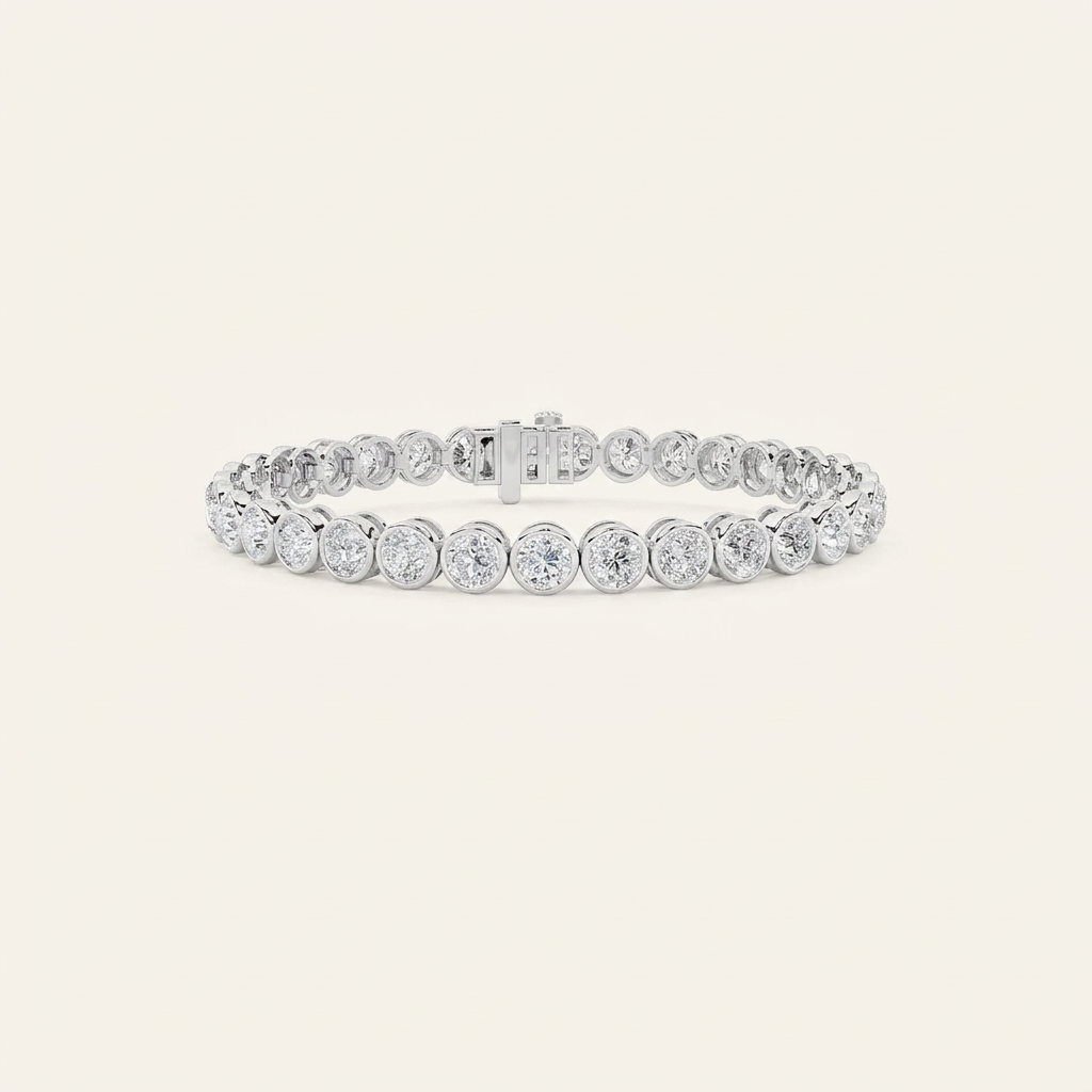 10CT Round Cut Lab Grown Diamond Bezel Set Tennis Bracelet