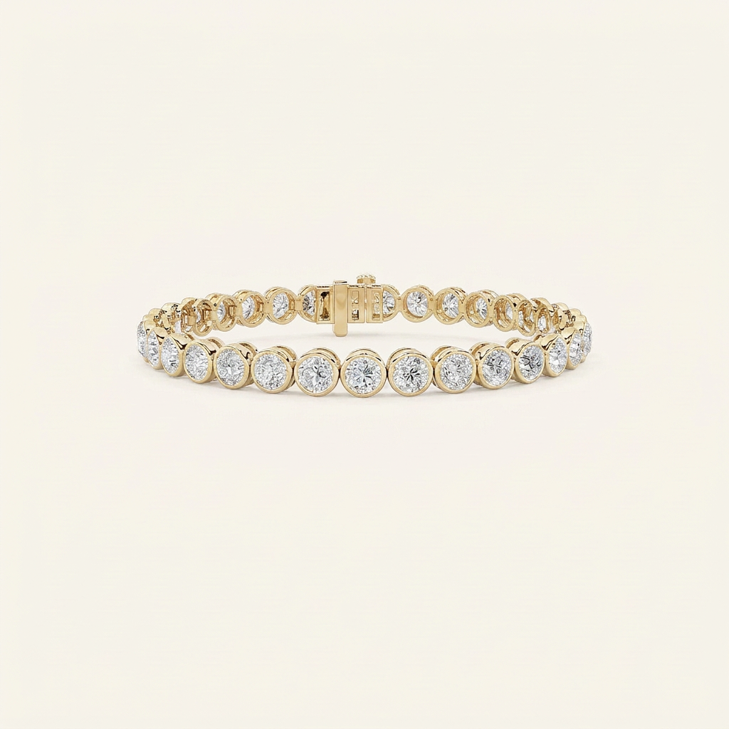 10CT Round Cut Lab Grown Diamond Bezel Set Tennis Bracelet