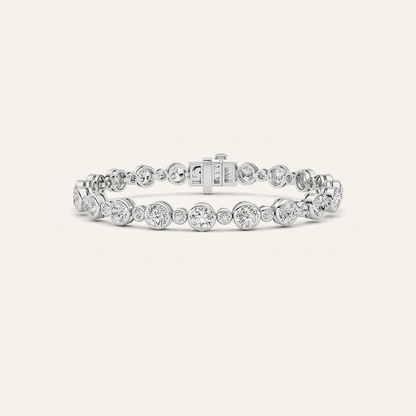 9CT Round Cut Lab Grown Diamond Bezel Set Bracelet