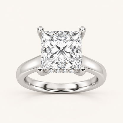 4CT Princess Cut Lab Grown Diamond Solitaire Ring