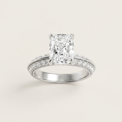 1.75CT Elongated Cushion Cut Lab Grown Diamond Side Stone Ring