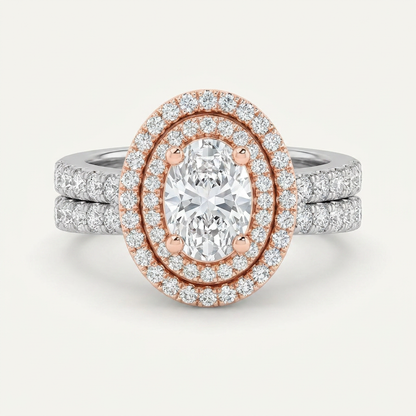 2 CT Oval Cut Lab Grown Diamond Halo Ring