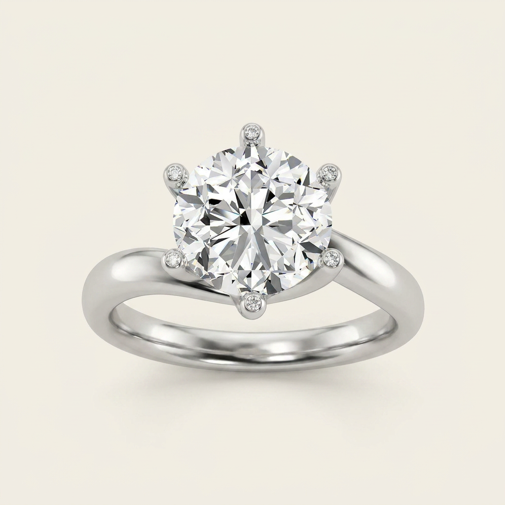 1CT Round Cut Lab Grown Diamond Solitaire Ring