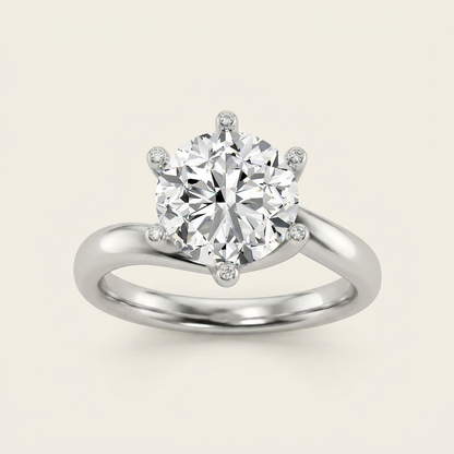 1CT Round Cut Lab Grown Diamond Solitaire Ring