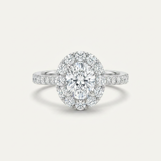 2 CT Oval Lab Grown Diamond Halo Ring