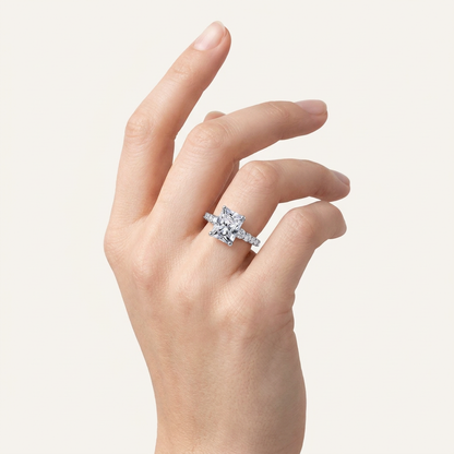 3.75CT Radiant Cut Lab Grown Diamond Side Stone ring