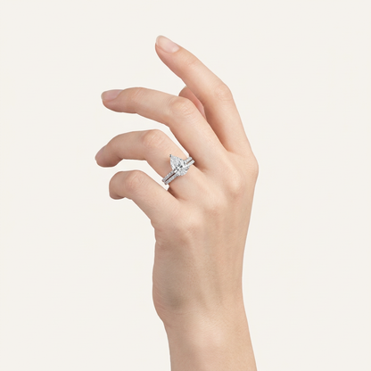 1.28CT Pear Cut Lab Grown Diamond Bridal Set