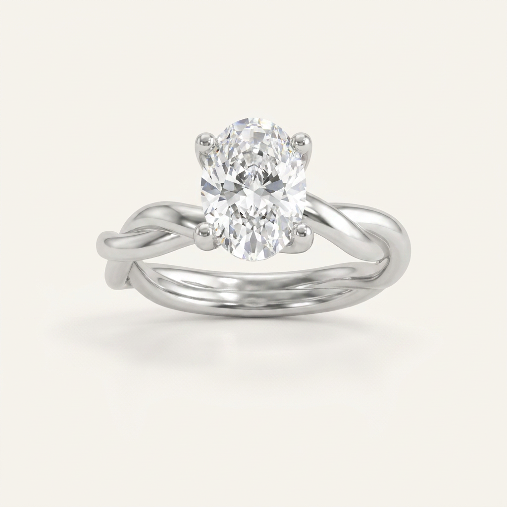 1CT Oval Cut Lab Grown Diamond Solitaire Engagement Ring