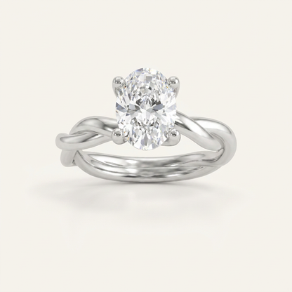1CT Oval Cut Lab Grown Diamond Solitaire Engagement Ring