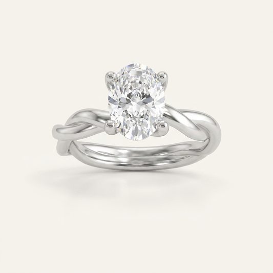 1CT Oval Cut Lab Grown Diamond Solitaire Engagement Ring