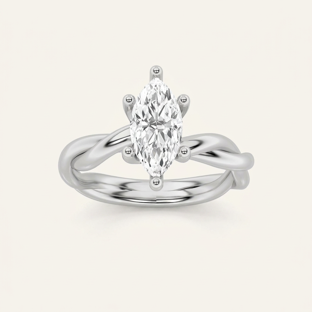 1.5CT Marquise Cut Lab Grown Diamond Solitaire Engagement Ring