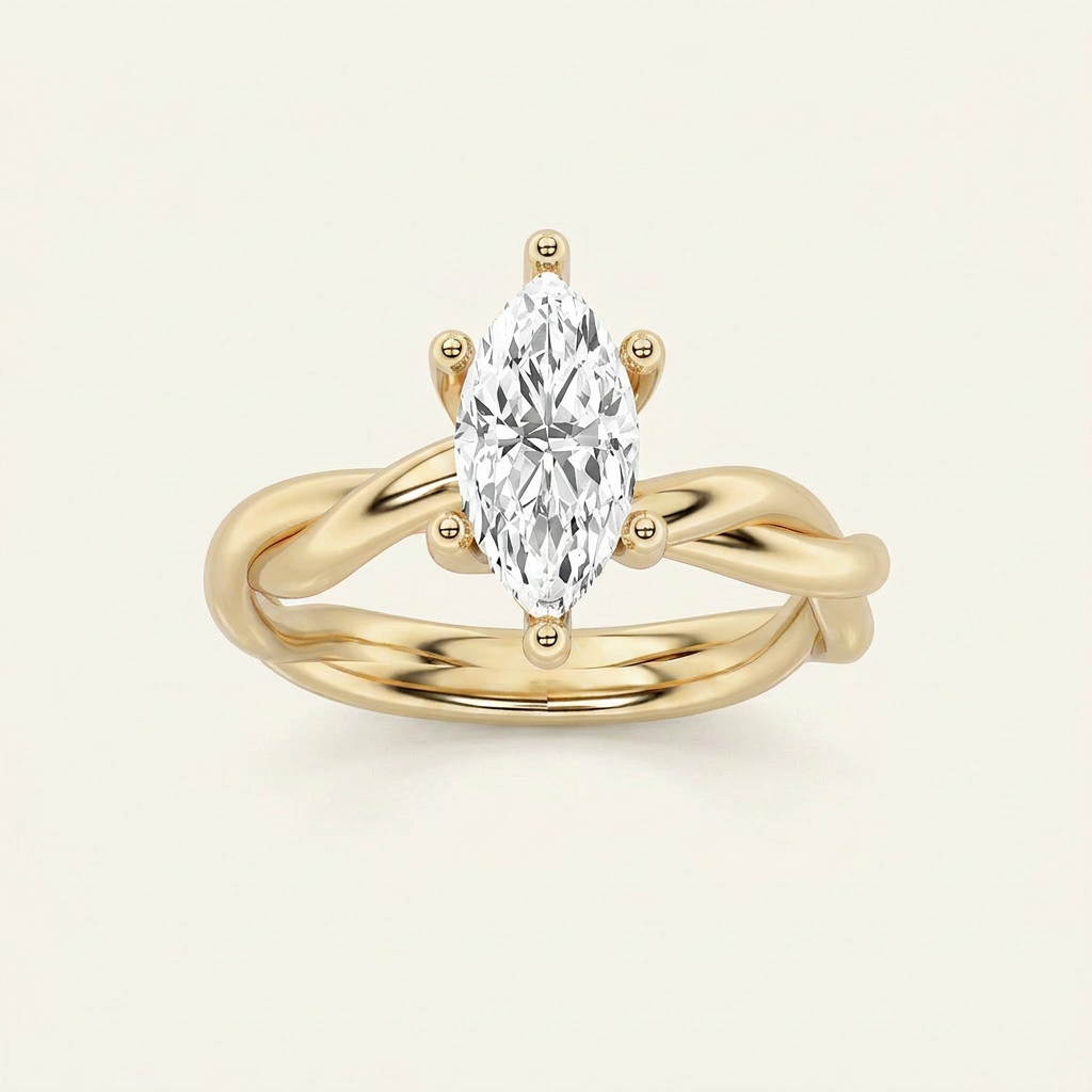 1.5CT Marquise Cut Lab Grown Diamond Solitaire Engagement Ring