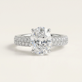 1.5CT Oval Cut Lab Grown Diamond Side Stone Ring