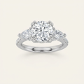3CT Round Cut Lab Grown Diamond Three Stone Engagement Ring