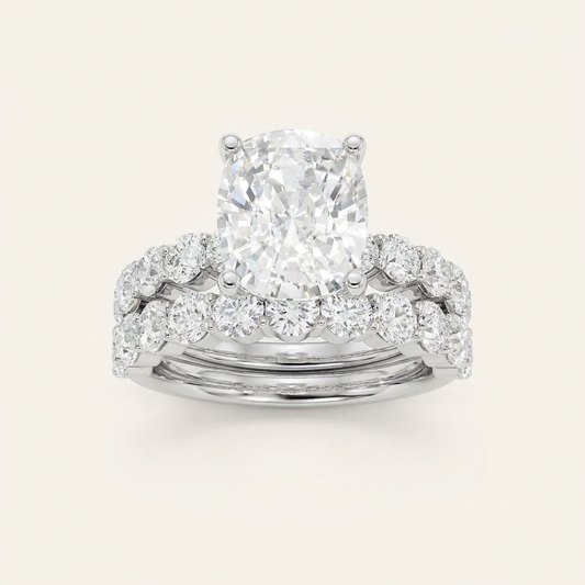 4.00CT Cushion Cut Lab Grown Diamond Bridal Set