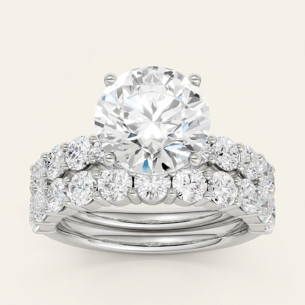6.00CT Round Cut Lab Grown Diamond Bridal Set