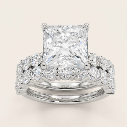 6.00CT Princess Cut Lab Grown Diamond Bridal Set