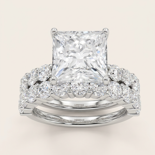 4.00CT Square Cut Lab Grown Diamond Bridal Set