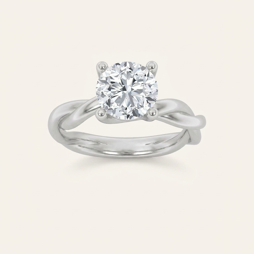 2CT Round Cut Lab Grown Diamond Solitaire Ring