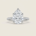 4CT Pear Cut Lab Grown Diamond Side Stone Ring