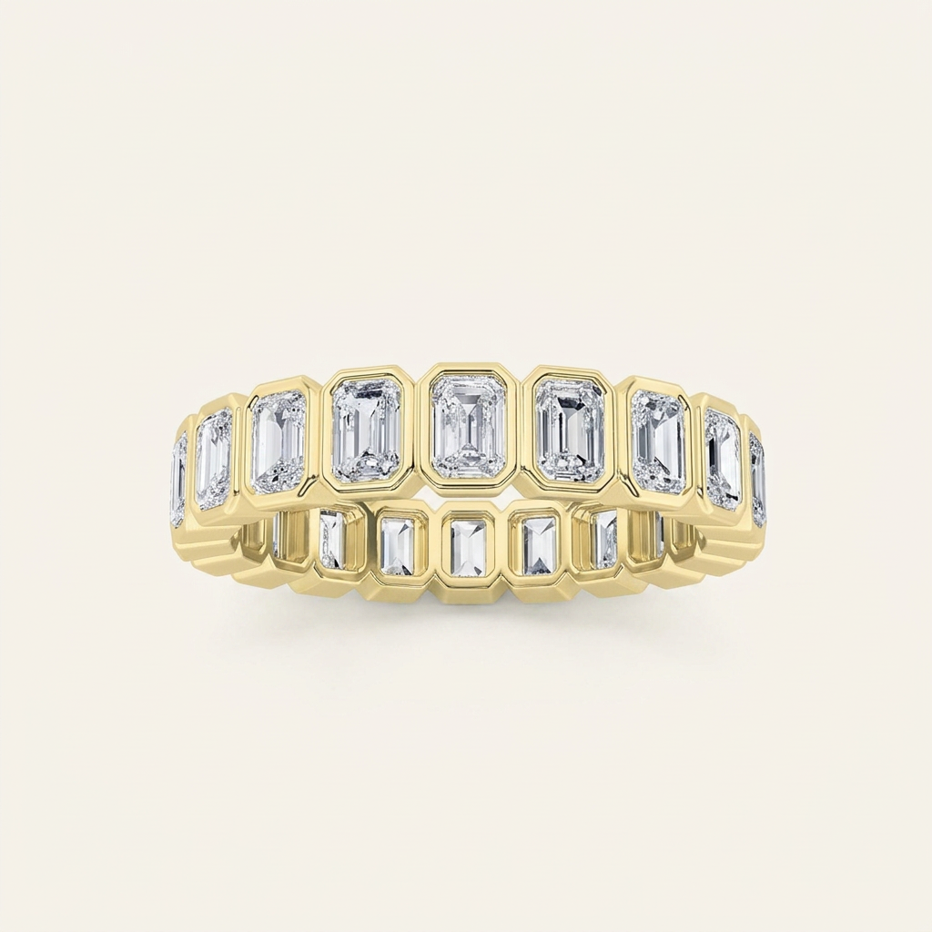 3.25CT Emerald Cut Lab Grown Diamond Eternity Ring