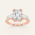 3CT Radiant Cut Lab Grown Diamond Three Stone Ring