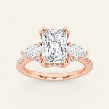 3CT Radiant Cut Lab Grown Diamond Three Stone Ring