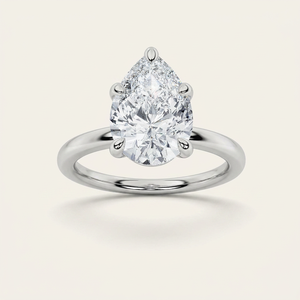5CT Pear Cut Lab Grown Diamond Solitaire Ring