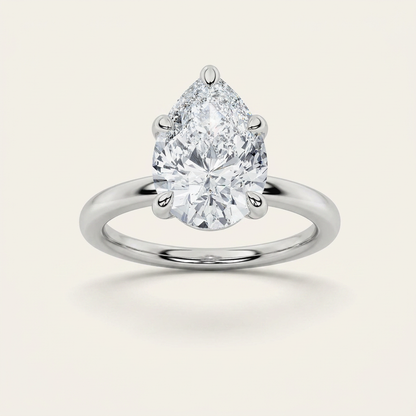 5CT Pear Cut Lab Grown Diamond Solitaire Ring