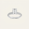1.5CT Emerald Cut Lab Grown Diamond Side Stone Ring