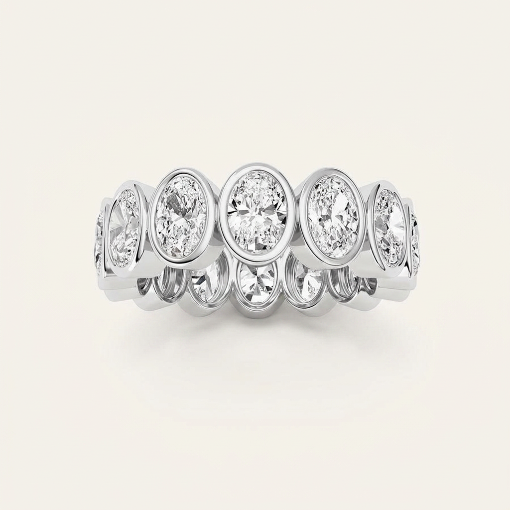 3.5CT Oval Cut Lab Grown Diamond Eternity Ring