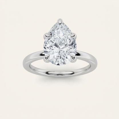 3CT Pear Cut Lab Grown Diamond Solitaire Ring
