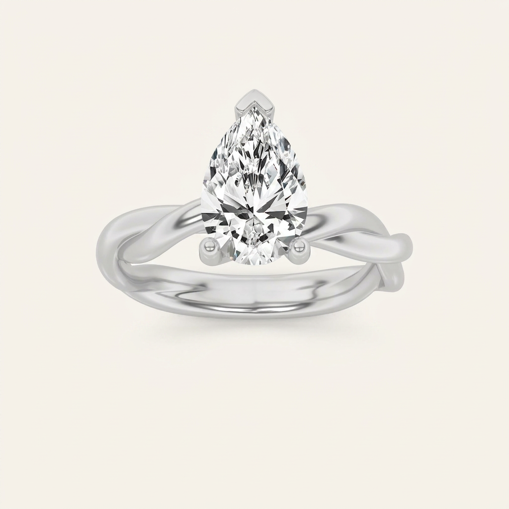 2CT Pear Cut Lab Grown Diamond Solitaire Engagement Ring