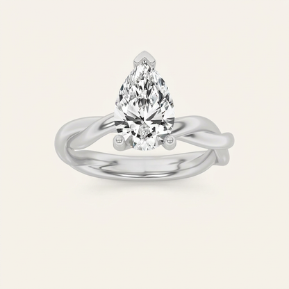 2CT Pear Cut Lab Grown Diamond Solitaire Engagement Ring