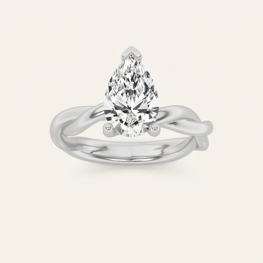 2CT Pear Cut Lab Grown Diamond Solitaire Engagement Ring