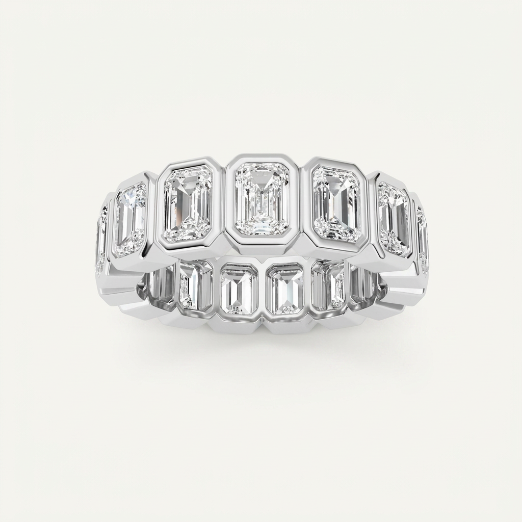 3.7CT Emerald Cut Lab Grown Diamond Eternity Ring