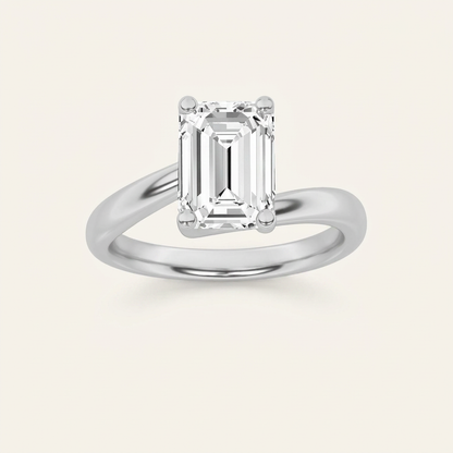 1CT Emerald Cut Lab Grown Diamond Engagement Ring