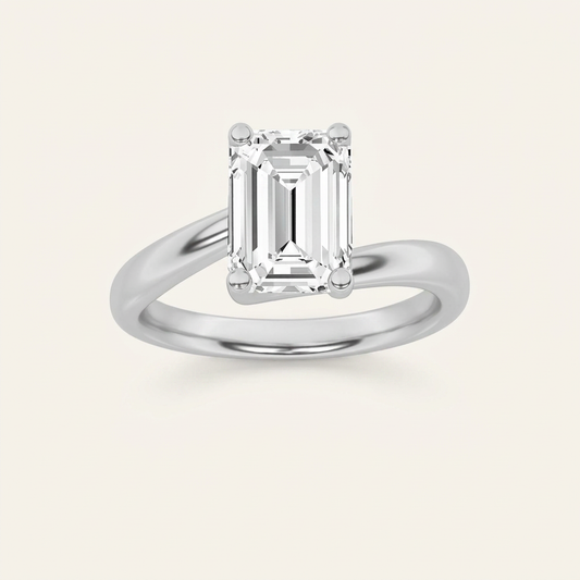 1CT Emerald Cut Lab Grown Diamond Engagement Ring