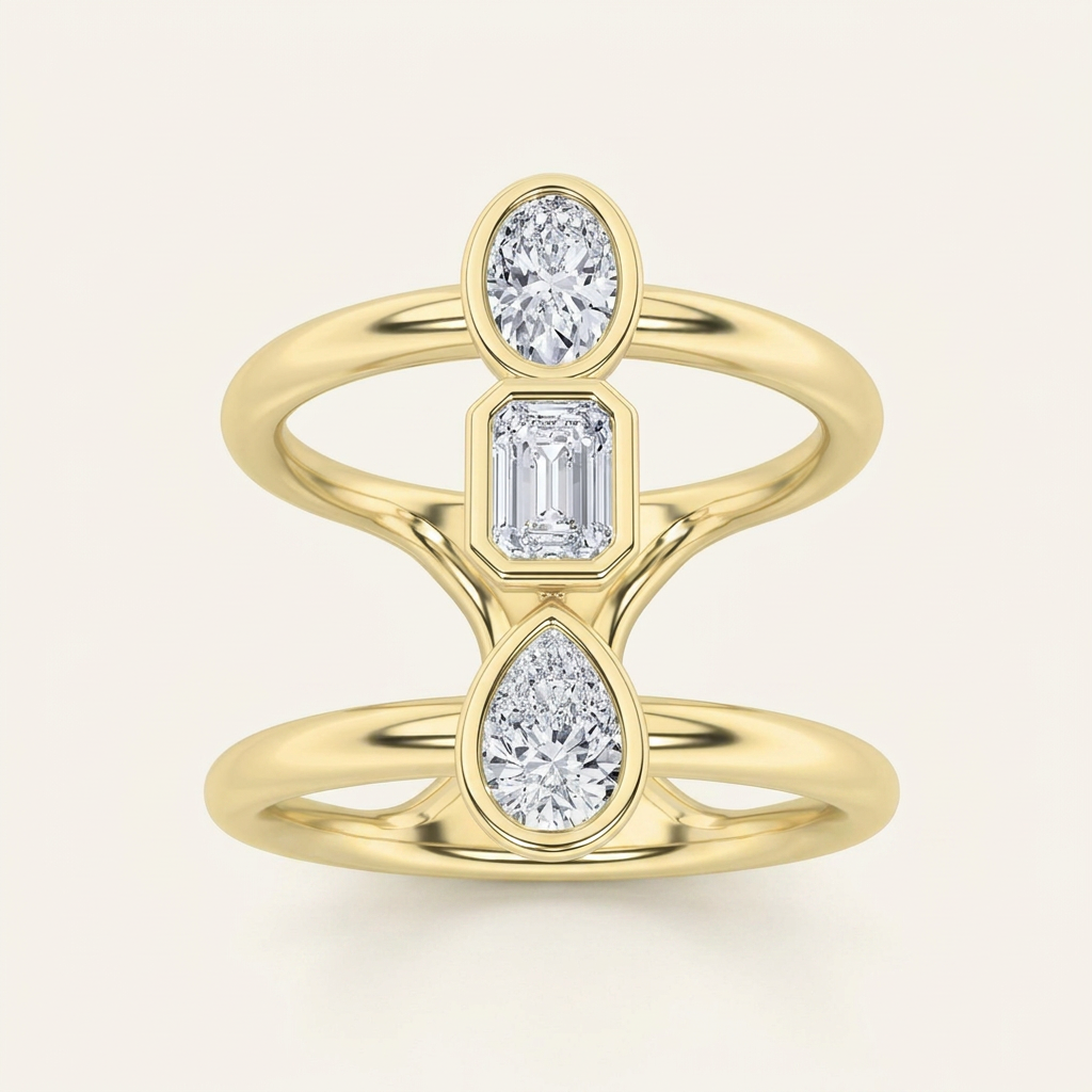 0.75CT Mixed Shape Lab Grown Diamond Open Ring