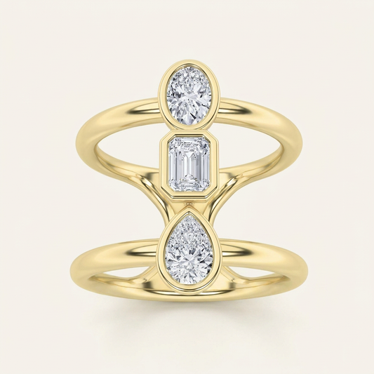 0.75CT Mixed Shape Lab Grown Diamond Open Ring