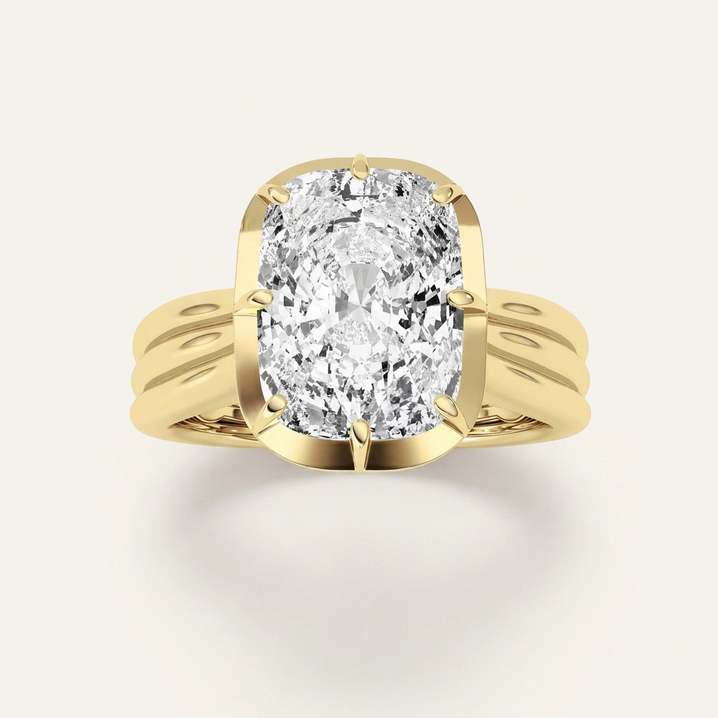 3CT Elongated Cushion Cut Diamond Ring