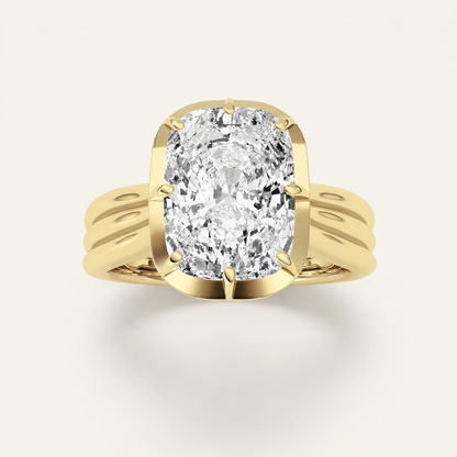 3CT Elongated Cushion Cut Diamond Ring