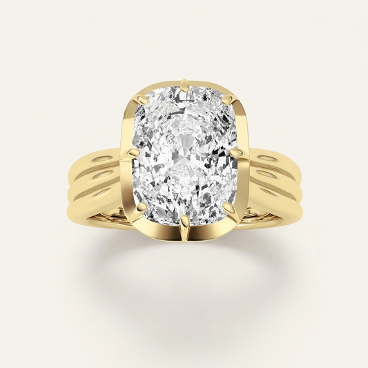 3CT Elongated Cushion Cut Diamond Ring