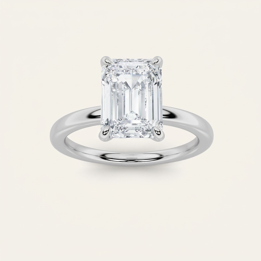 1.5CT Emerald Cut Lab Grown Diamond Solitaire Ring