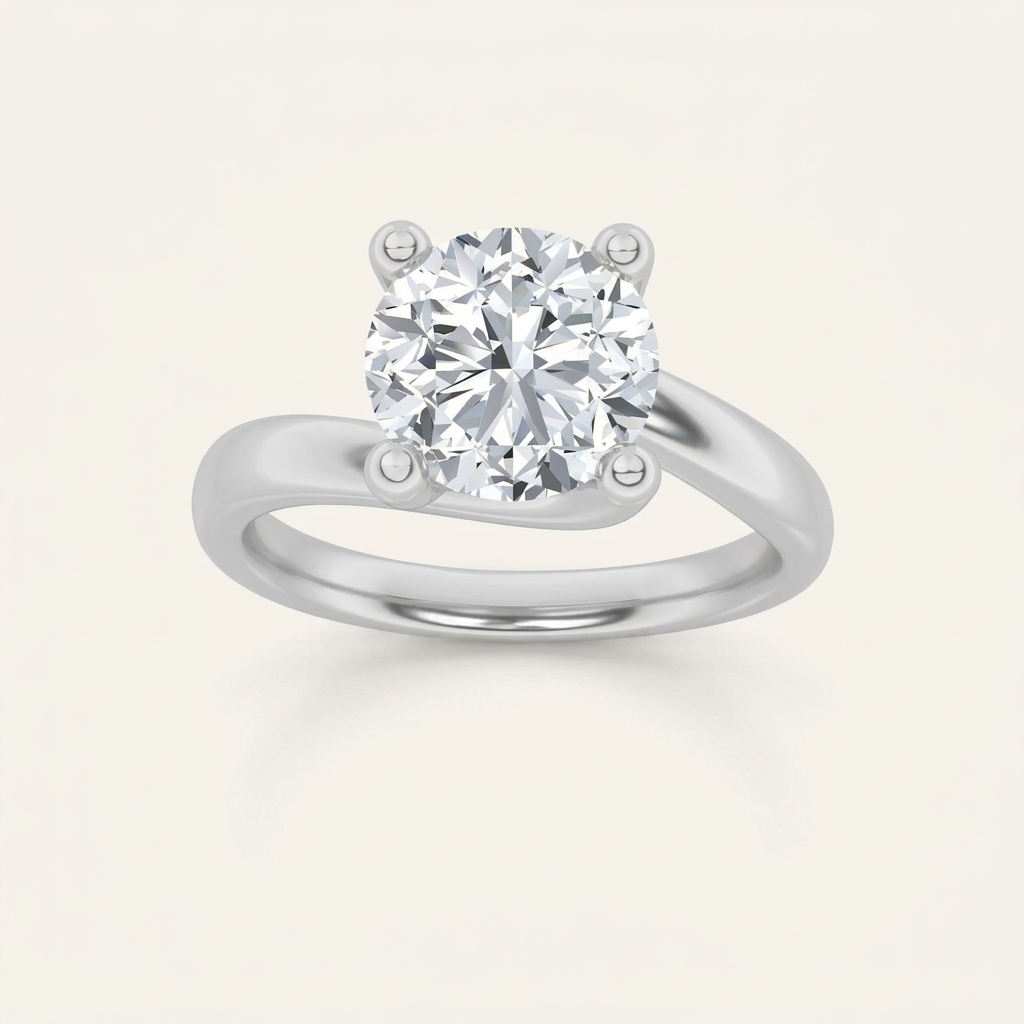 3CT Round Cut Lab Grown Diamond Solitaire Ring