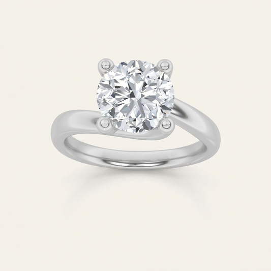 3CT Round Cut Lab Grown Diamond Solitaire Ring