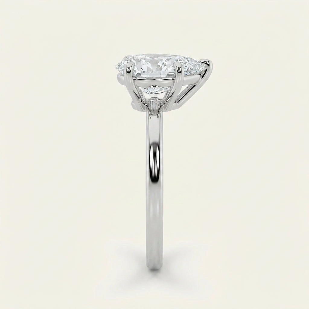 3CT Pear Cut Lab Grown Diamond Solitaire Ring